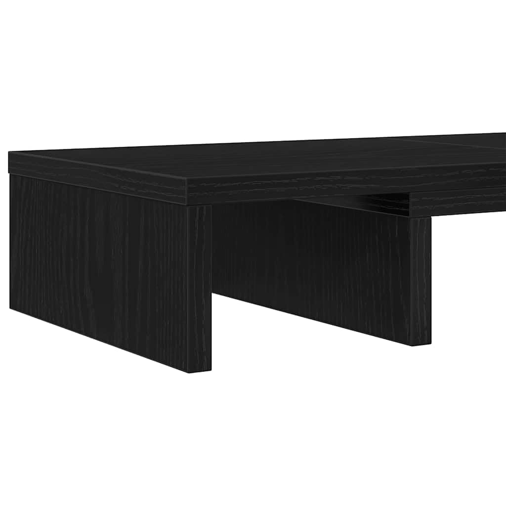Supporto per monitor regolabile, nero, effetto rovere, 60 x 24 x 10,5 cm, in legno, per 2 monitor, inclinabile, ergonomico, per ufficio e casa