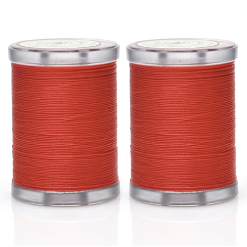 Image of Selric 300Yards Extra Strong Bonded Nylon Thread for Leather Sewing, Red Heavy Duty Upholstery Thread for Heavy Fabric (2 Spools)-Red