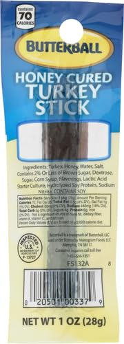 Butterball Honey Cured Turkey Sticks (1 oz Stick - Box of 20)