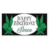 Marijuana Black Birthday Banner Personalized Party Backdrop Decoration