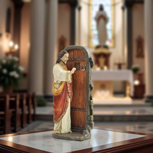 Estatua Jesús llamando a la puerta 5.12 pulg resina miniatura 7