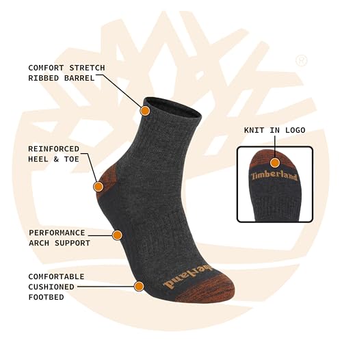 Timberland Men's, Comfort Quarter Socks, Arch Support, Padded Cushion, Moisture Control2