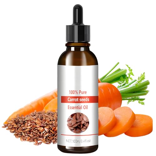 Aceite de Semilla de Zanahoria 100 ml Iluminar el Color de la Piel Hidrata y Nutre Puro y Natural Adecuado para Masajes Faciales, de Cabello, de Codo y de Cuerpo