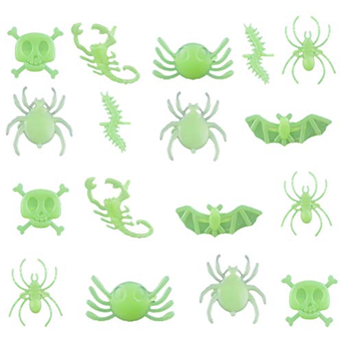 PRETYZOOM Childrens 48pcs Halloween Glow Rings Plastic Spider Ring Halloween Flash Rings Skull Bat Spider for Kids Halloween Party Luminous Supplies