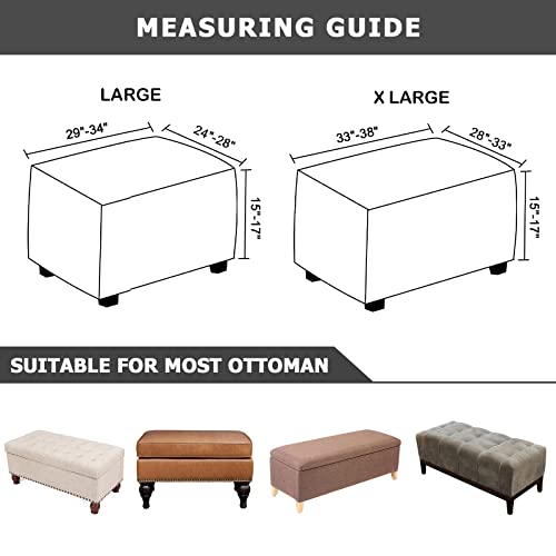 Velvet Ottoman Cover, Stretch Footstools Covers, Plush Foot Stool Slipcover, Removable Footrest Stool Sofa Slipcovers, Folding Storage Stool Furniture Protector For Room(Black,Rectangular Large) #TOP3