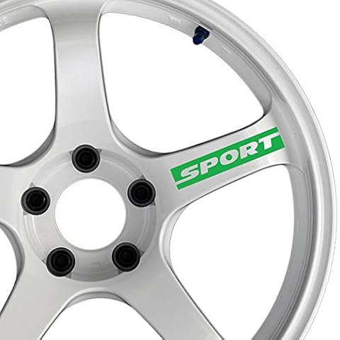 ReplaceMyParts Sport Lettering Cut-Out No Background Decal Sticker Wheels Rims Racing Car Sticker Emblem Logo (4 Pieces), Green Cover