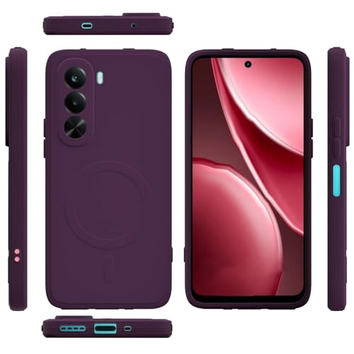Image of Back Cover Compatible with Realme P4x 5G | MagFit Ring Design (Non-Magnetic) | Shockproof Case | Anti-Slip Grip | Raised Camera Edges | Slim Protective Case for Realme P4x 5G (Purple)