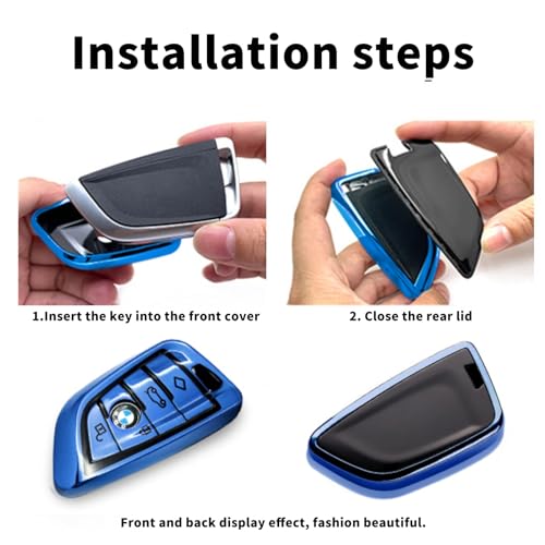 Image of Creativity For BMW X5 Key Fob Cover accessories (Blue Key Case)