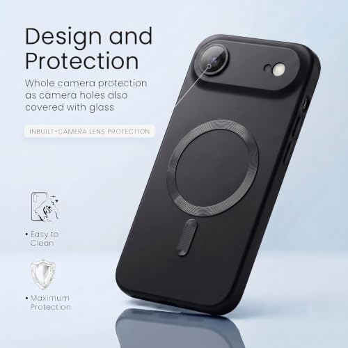 Image of amazon basics Premium Mag-Safe Case for iPhone 17 Air | Shockproof & Anti-Scratch Cover | Soft Silicone with Wireless Charging | Camera Lens Guard - Black