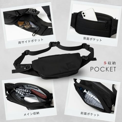 SIMCLEAR (シムクリア) ツナグバッグ RUNNER City 上下の揺れを軽減 ウエスト バッグ スリング バック ボディ ランニング ジョギング マラソン 2way (ブラック)