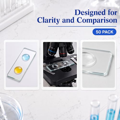 Image of Tellegloww 50 Pcs Pre-Cleaned Double Concave Microscope Glass Slide 3 inch x 1 inch