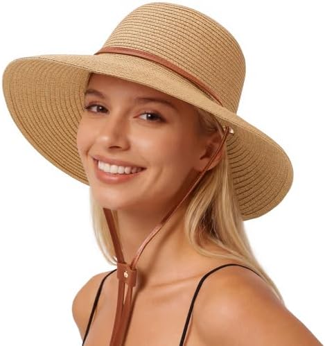 Beach Hat for Women, Wide Brim Sun Straw Hats for Women, Sun Hat ...