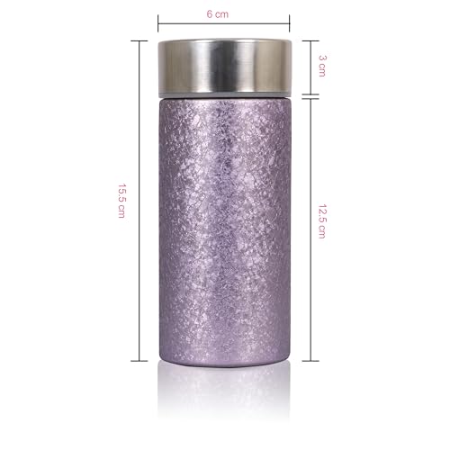 Image of Titanium Water Cup with Lid, Leakproof & Lightweight Portable Bottle, Durable Metal Drink Container for Office Travel Home, Reusable Teacup for Daily Use (Titanium Lavender, 350 ML)