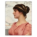 Cuadro Lienzo al óleo Famosa John William Godward (Belleza romana) Reproducción Impresión en Lienzo. Cuadro de arte de pared de lienzo para decoración del hogar 30x35cm sin marco