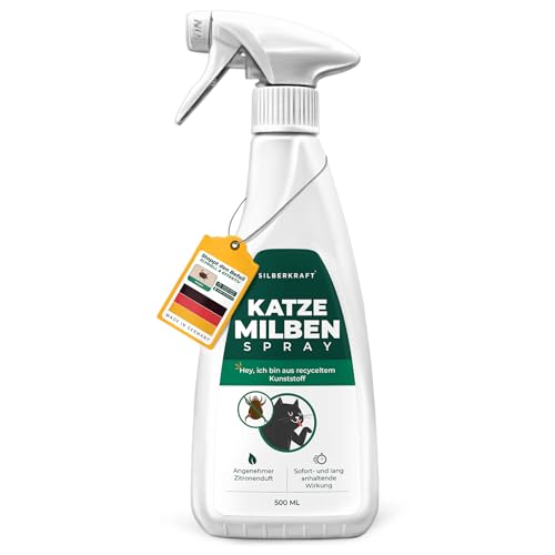 Silberkraft Milbenspray Katzen 500ml - Effektives Anti Milben Spray für Katzen - Milbenbefall behandeln Ohrmilben Räudemilben Katzenmilben