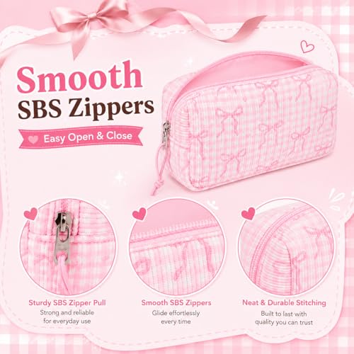 Image of LEDAOU Cute Pencil Case for Kids Girls Boys Pencil Pouch kawaii Pen Pencil Box Bag Holder for School Students (Corduroy Pink Bow Checkered)