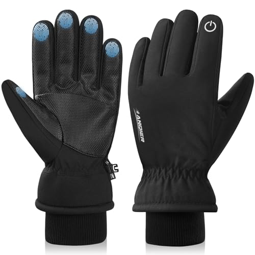 Anqier Winter Gloves Cold Proof Thermal 3M Thinsulate Warm Touchscreen Cold Weather Gloves Men Women for Smartphone Texting Cycling Black-a M