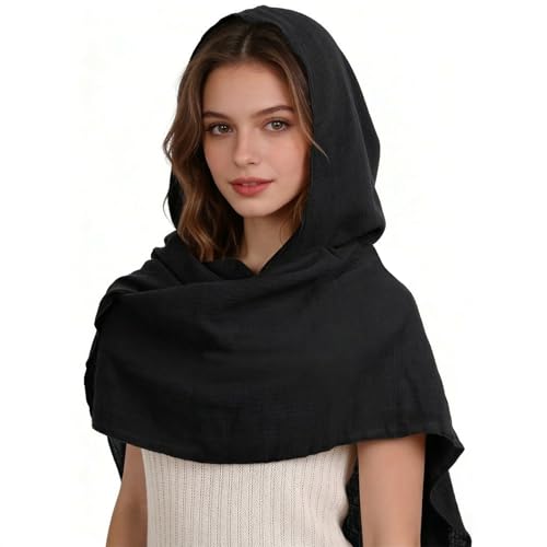 Dicxoser Hooded Scarf for Women (Black)