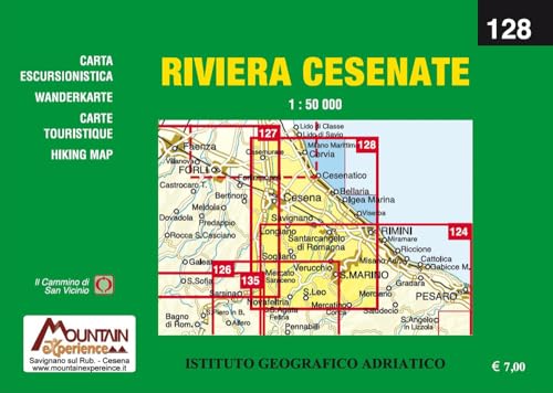 Riviera Cesenate. Carta dei sentieri 1:50.000. Ediz. italiana, inglese, francese e tedesca