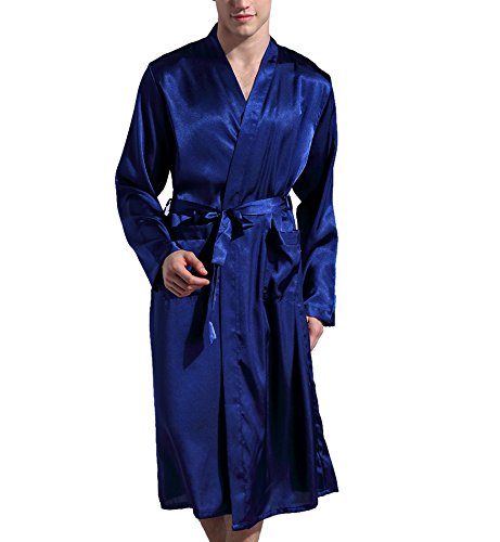 Surenow Albornoz Pijama Camisón Robe Bata Ropa de Dormir para Hombre Satín