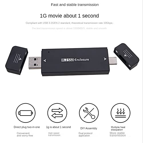 Carcasa externa para disco M.2 SSD USB 3.1 Type C negra miniatura 7