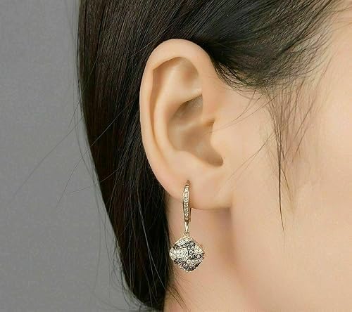 Vaishnav Jewels Drop Dangle Earrings, 2.00 Ct Round Cut Lab Created Chocolate Gemstone, 14k Rose Gold Finish, Women's