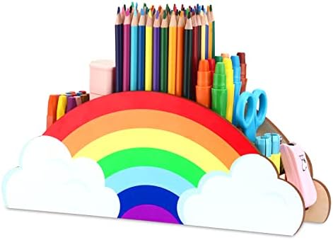 KOYILTD Rainbow Wooden Pen Holder,DIY Pencil Holders Desk Organizer (rainbow)