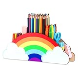 KOYILTD Rainbow Wooden Pen Holder,DIY Pencil Holders Desk Organizer (rainbow)
