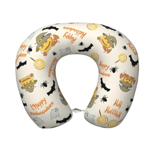 Pidgazdfgv Almohada de viaje de calabaza y búho de Halloween, almohada de cuello de viaje en avión, almohada de espuma viscoelástica, lavable a máquina, festival