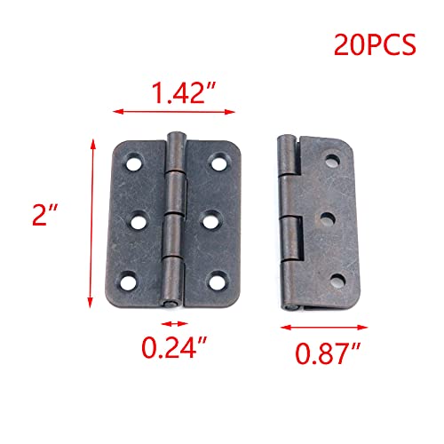 T Tulead Door Hinges Iron Folding Hinges Oil Rubbed Bronze Hinges 2"X1.42" Cabinet Closet Hinges Pack Of 20 With Screws #TOP1