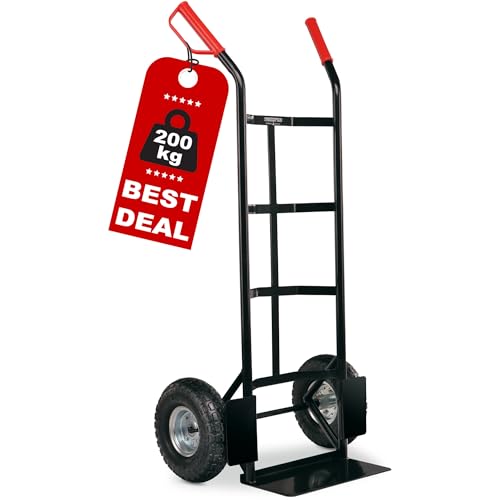 Stagecaptain Carryboy Sackkarre - 200 kg belastbar - Transportkarre für Umzug oder Getränkekisten - Robuster Stahlrahmen und Luftreifen mit 26 cm Ø - Handwagen mit Sicherheits-Haltegriffen - Schwarz