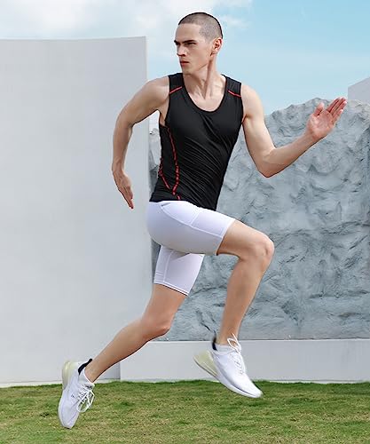 5 Pack Men's Athletic Compression Shirts Sleeveless Tank Top Running Basketball Workout Base Layer4