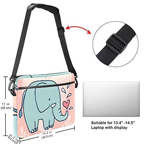 Bandolera para portátil de 13 pulgadas y tableta con estampado de elefante multicolor 5