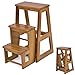 COSTWAY Leiterstuhl Tritthocker Trittstuhl Trittleiter Haushaltsleiter Hockerleiter, aus Massivholz, klappbar, 3 Stufen (Natur)