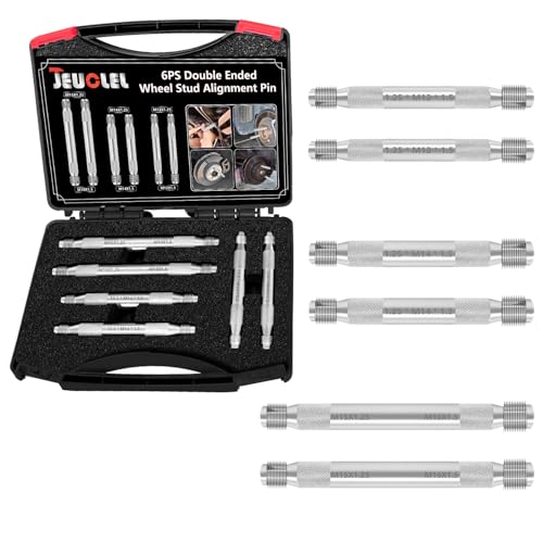 JEUCLEL 6Pc Double Ended Wheel Stud Alignment Pin, Wheel Fixing Bolts, Wheel Hanger Alignment Pin Guide Tool, usable on Both Ends, Hub Fixing Positioning Rod for Changing Tires On Cars with Lug Bolts