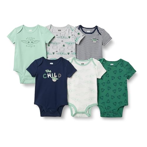 Amazon Essentials Disney | Marvel | Star Wars Unisex Babies Short-Sleeve Bodysuits Pack of 6 Star Wars Child 6-9 Months