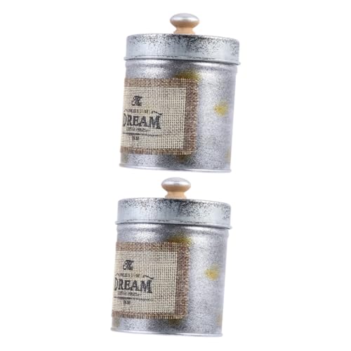 ERINGOGO 2 piezas Botes de Hierro Retro con Tapa Contenedores de Almacenamiento Herméticos para Cocina y Snacks Diseño Decorativo y Práctico para Guardar Frutos Secos y Objetos Pequeños