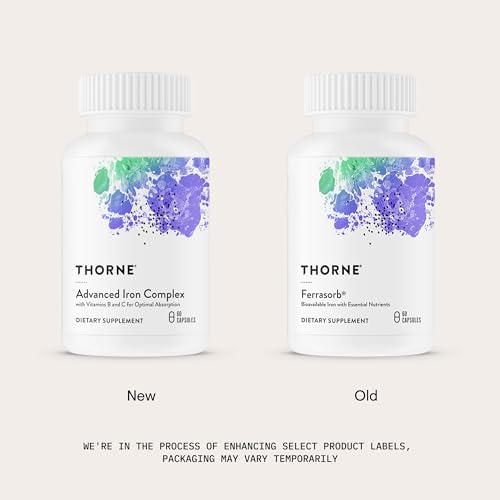 THORNE - Advanced Iron Complex (Formerly Ferrasorb) - Complete Blood Support Formula* - Elemental Iron, Folate, B and C Vitamins for Optimal Absorption - Gluten, Dairy & Soy-Free - 60 Servings