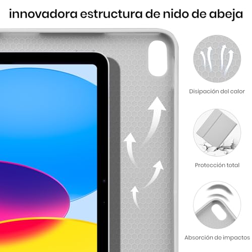 Funda Teclado para iPad 11.ª Gen (A16) / 10.ª Generación (11/10.9 Pulgadas) 2025/2022, Soporte para Lápiz y Teclado Recargable, [Español] Magnético Desmontable Bluetooth Teclado (Gris) - imagen 8