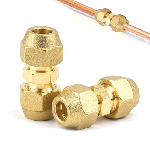 3/8 Klimaanlagen Verschraubung Set, 2 Stück Doppelnippel für Kupferrohre, Klimaanlagen Verschraubung, Kupferrohrverlängerung Verbinder für Split...