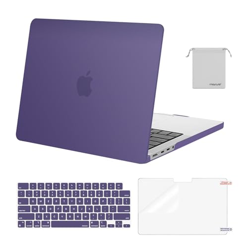 Image of MOSISO Compatible with MacBook Pro 14 inch Case 2025 2024 2023 2022 2021 M5 M4 M3 M2 M1 A3434 A3112 A3185 A3401 A2918 A2992 A2779 A2442, Hard Shell&Keyboard Cover&Screen Film&Pouch,Imperial Purple