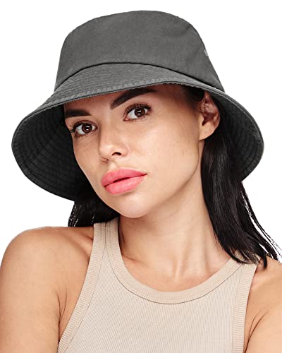 Furtalk Bucket Hats For Women Cotton Packable Summer Beach Sun Hats Mens Womens Bucket Hat For Travel (Grey, Medium) #TOP12