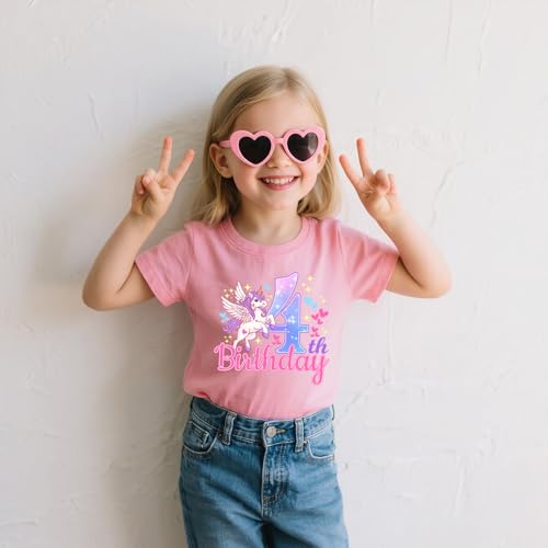 Unicorn Birthday Girl T-Shirt for Ages 2-6 Cotton Short Sleeve Tee Birthday Party Gift4
