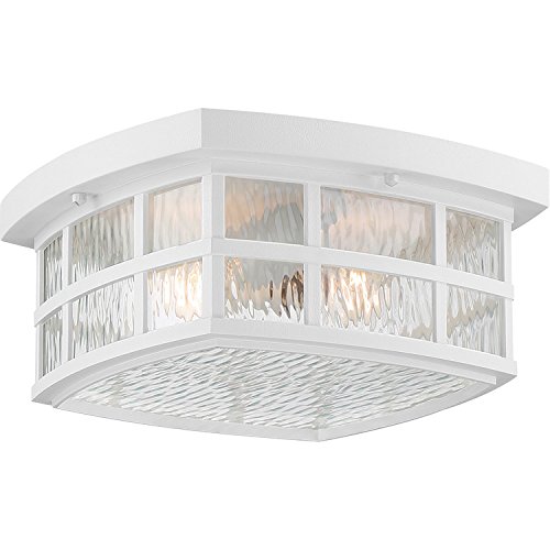Quoizel SNN1612W Stonington Outdoor Flush Mount Ceiling Lighting, 2-Light, 120 Watts, Fresco (6" H x 12" W)