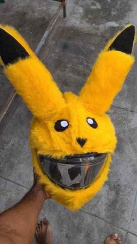 CMS Crop Piikachuu compactable Design Bunny Helmet Cover for Full Helmet Yellow-image-19