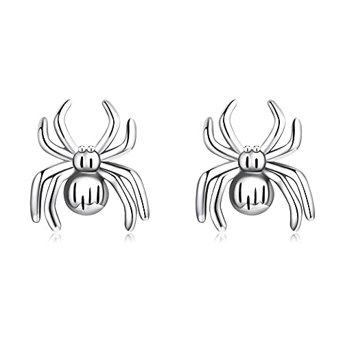 Vintage Spider Stud Earrings for Women Girls 925 Sterling Silver Hypoallergenic Halloween Small Animal Pet Cartilage Tragus Post Creative 3D Jewelry Unique Gifts for Friend - Main Image