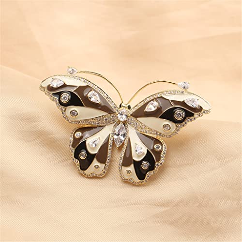 Broche papillon en pierre incrustée et émail bicolore au design raffiné - 4