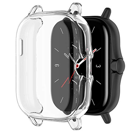 Fit for Amazfit GTS 2 Screen Protector Case Cover for Women Men, TPU Slim Plated Protective Case Bumper Sleeve Shell Frame Protector Cover for Amazfit GTS 2/GTS 2E GPS Smartwatch (Clear)