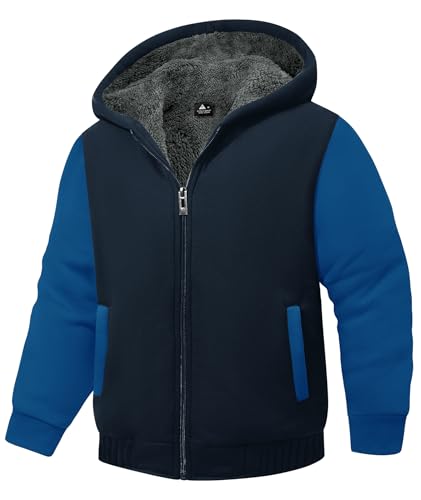 Image of GEEK LIGHTING Boys Sherpa Lined Hoodie Kids Fleece Sweatshirt Full Zip Hooded Jacket