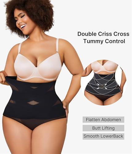 Nebility Plus Size Shapewear for Women Tummy Control Butt Lifting Panties Hi- Waist Trainer Body Shaper Short Belly Underwear2